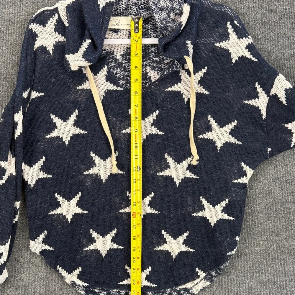 Vintage Havana Star Sheer Hooded Knit Pullover - Navy & Cream Small - Picture 5 of 14